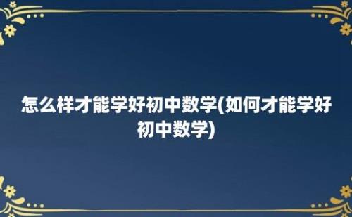 怎么样才能学好初中数学(如何才能学好初中数学)