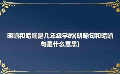 明喻和暗喻是几年级学的(明喻句和暗喻句是什么意思)