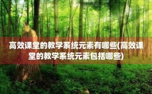 高效课堂的教学系统元素有哪些(高效课堂的教学系统元素包括哪些)