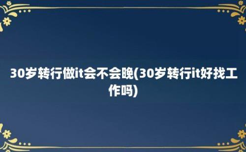 30岁转行做it会不会晚(30岁转行it好找工作吗)