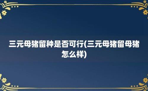 三元母猪留种是否可行(三元母猪留母猪怎么样)