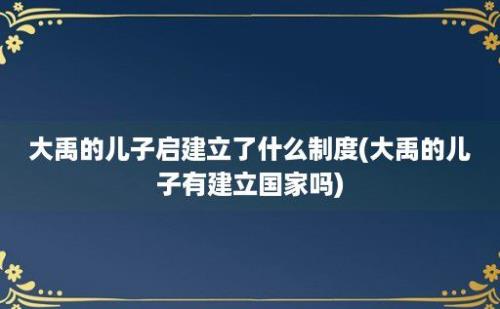 大禹的儿子启建立了什么制度(大禹的儿子有建立国家吗)