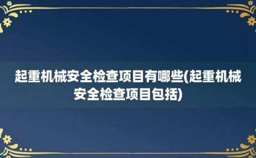 起重机械安全检查项目有哪些(起重机械安全检查项目包括)