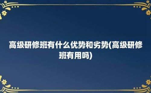 高级研修班有什么优势和劣势(高级研修班有用吗)