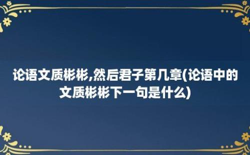 论语文质彬彬,然后君子第几章(论语中的文质彬彬下一句是什么)