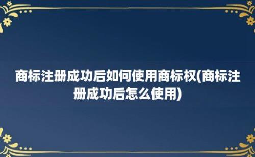 商标注册成功后如何使用商标权(商标注册成功后怎么使用)