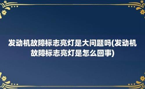 发动机故障标志亮灯是大问题吗(发动机故障标志亮灯是怎么回事)