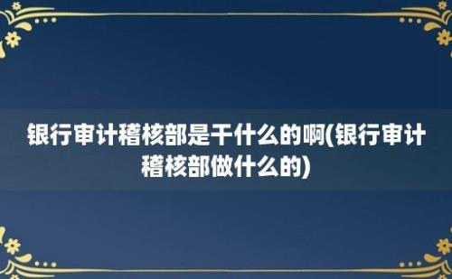 银行审计稽核部是干什么的啊(银行审计稽核部做什么的)