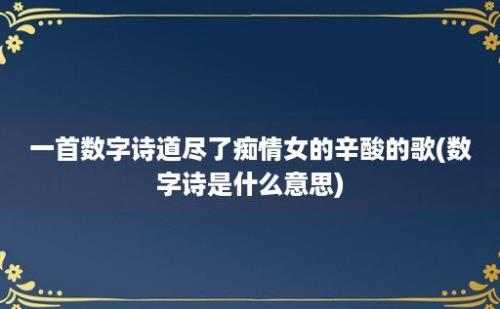 一首数字诗道尽了痴情女的辛酸的歌(数字诗是什么意思)