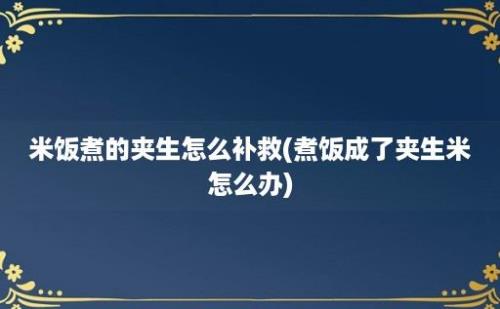 米饭煮的夹生怎么补救(煮饭成了夹生米怎么办)