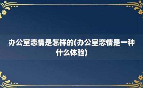 办公室恋情是怎样的(办公室恋情是一种什么体验)