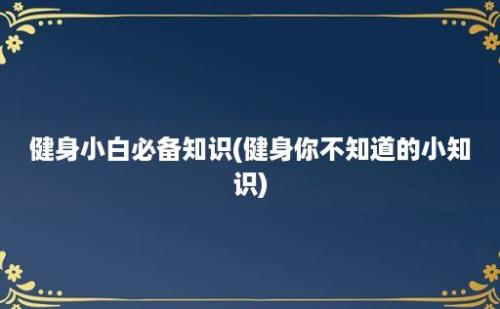 健身小白必备知识(健身你不知道的小知识)