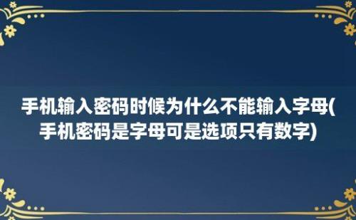 手机输入密码时候为什么不能输入字母(手机密码是字母可是选项只有数字)