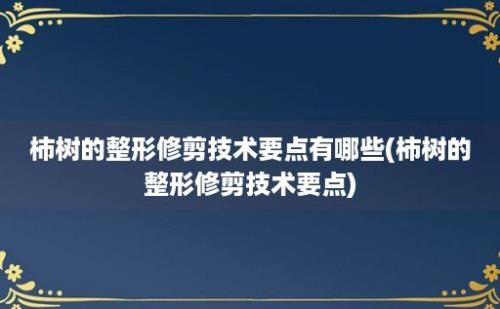 柿树的整形修剪技术要点有哪些(柿树的整形修剪技术要点)