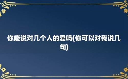 你能说对几个人的爱吗(你可以对我说几句)