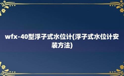 wfx-40型浮子式水位计(浮子式水位计安装方法)