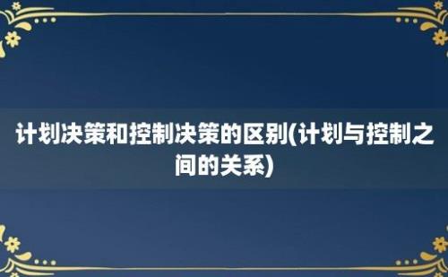 计划决策和控制决策的区别(计划与控制之间的关系)