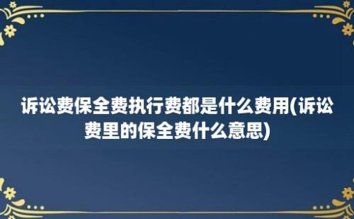 诉讼费保全费执行费都是什么费用(诉讼费里的保全费什么意思)