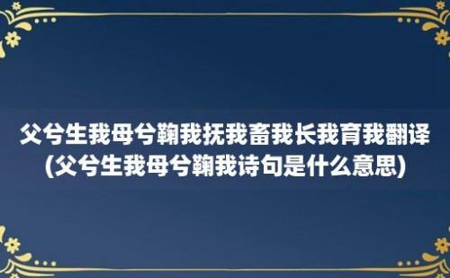 父兮生我母兮鞠我抚我畜我长我育我翻译(父兮生我母兮鞠我诗句是什么意思)