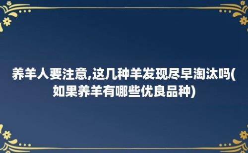 养羊人要注意,这几种羊发现尽早淘汰吗(如果养羊有哪些优良品种)