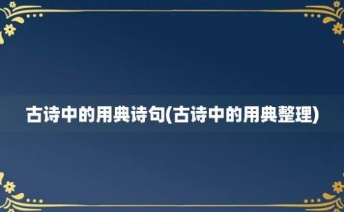 古诗中的用典诗句(古诗中的用典整理)