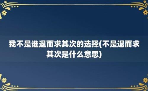 我不是谁退而求其次的选择(不是退而求其次是什么意思)