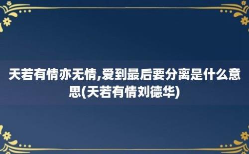 天若有情亦无情,爱到最后要分离是什么意思(天若有情刘德华)