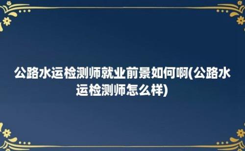 公路水运检测师就业前景如何啊(公路水运检测师怎么样)