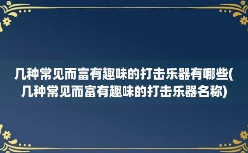 几种常见而富有趣味的打击乐器有哪些(几种常见而富有趣味的打击乐器名称)