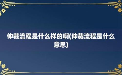 仲裁流程是什么样的啊(仲裁流程是什么意思)