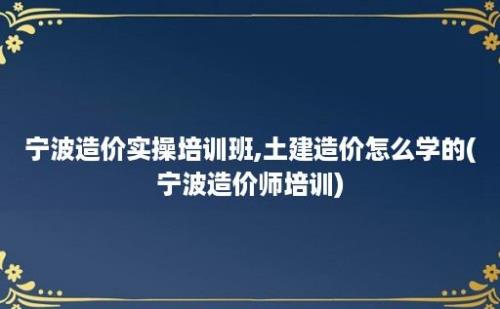 宁波造价实操培训班,土建造价怎么学的(宁波造价师培训)