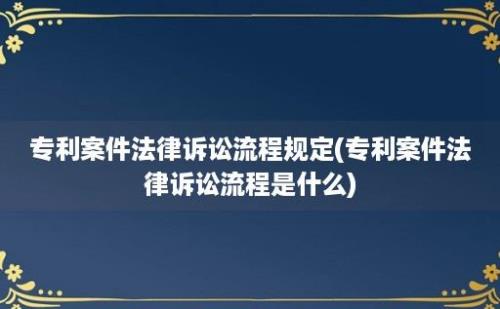 专利案件法律诉讼流程规定(专利案件法律诉讼流程是什么)