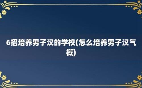 6招培养男子汉的学校(怎么培养男子汉气概)