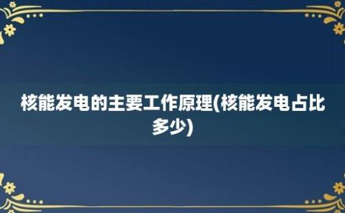 核能发电的主要工作原理(核能发电占比多少)