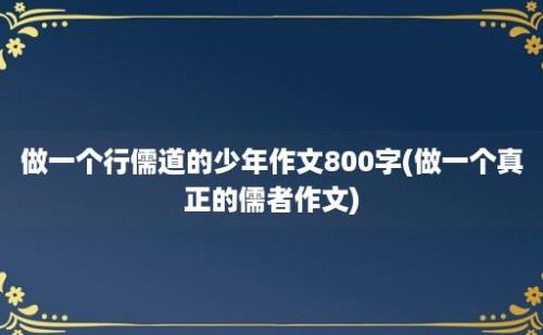 做一个行儒道的少年作文800字(做一个真正的儒者作文)