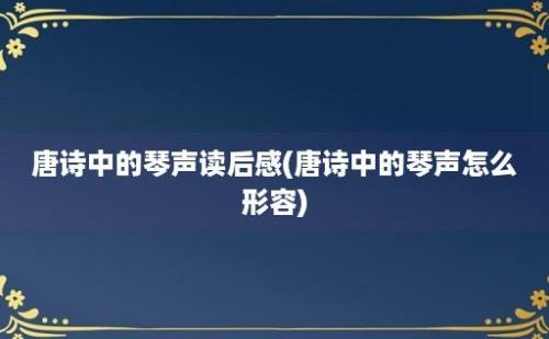 唐诗中的琴声读后感(唐诗中的琴声怎么形容)