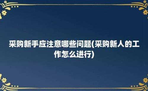 采购新手应注意哪些问题(采购新人的工作怎么进行)