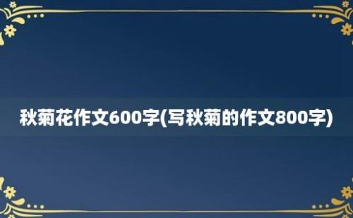 秋菊花作文600字(写秋菊的作文800字)