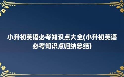 小升初英语必考知识点大全(小升初英语必考知识点归纳总结)