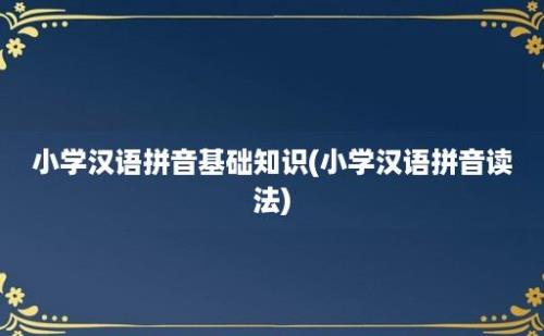 小学汉语拼音基础知识(小学汉语拼音读法)