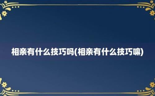 相亲有什么技巧吗(相亲有什么技巧嘛)