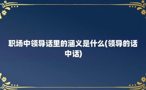 职场中领导话里的涵义是什么(领导的话中话)