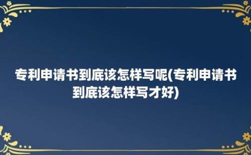 专利申请书到底该怎样写呢(专利申请书到底该怎样写才好)