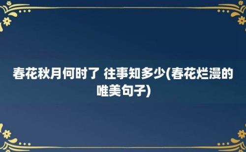 春花秋月何时了 往事知多少(春花烂漫的唯美句子)