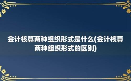 会计核算两种组织形式是什么(会计核算两种组织形式的区别)