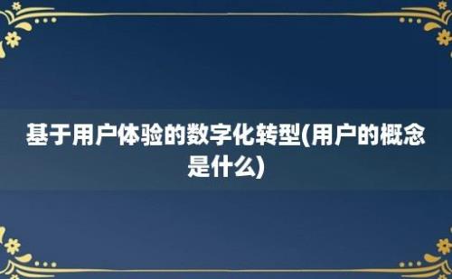 基于用户体验的数字化转型(用户的概念是什么)