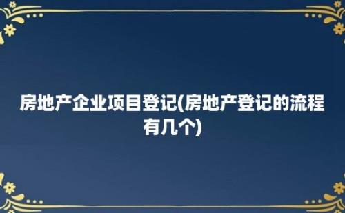 房地产企业项目登记(房地产登记的流程有几个)