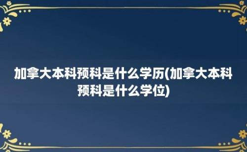 加拿大本科预科是什么学历(加拿大本科预科是什么学位)