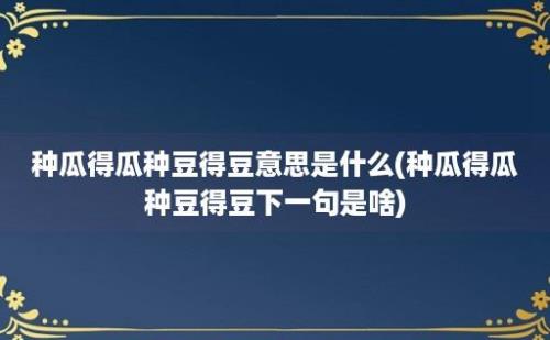 种瓜得瓜种豆得豆意思是什么(种瓜得瓜种豆得豆下一句是啥)