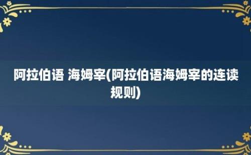 阿拉伯语 海姆宰(阿拉伯语海姆宰的连读规则)